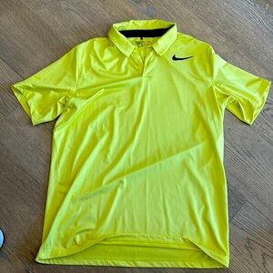 Nike Golf Shirt Adult Large Yellow Dri Fit Polo STANDARD FIT